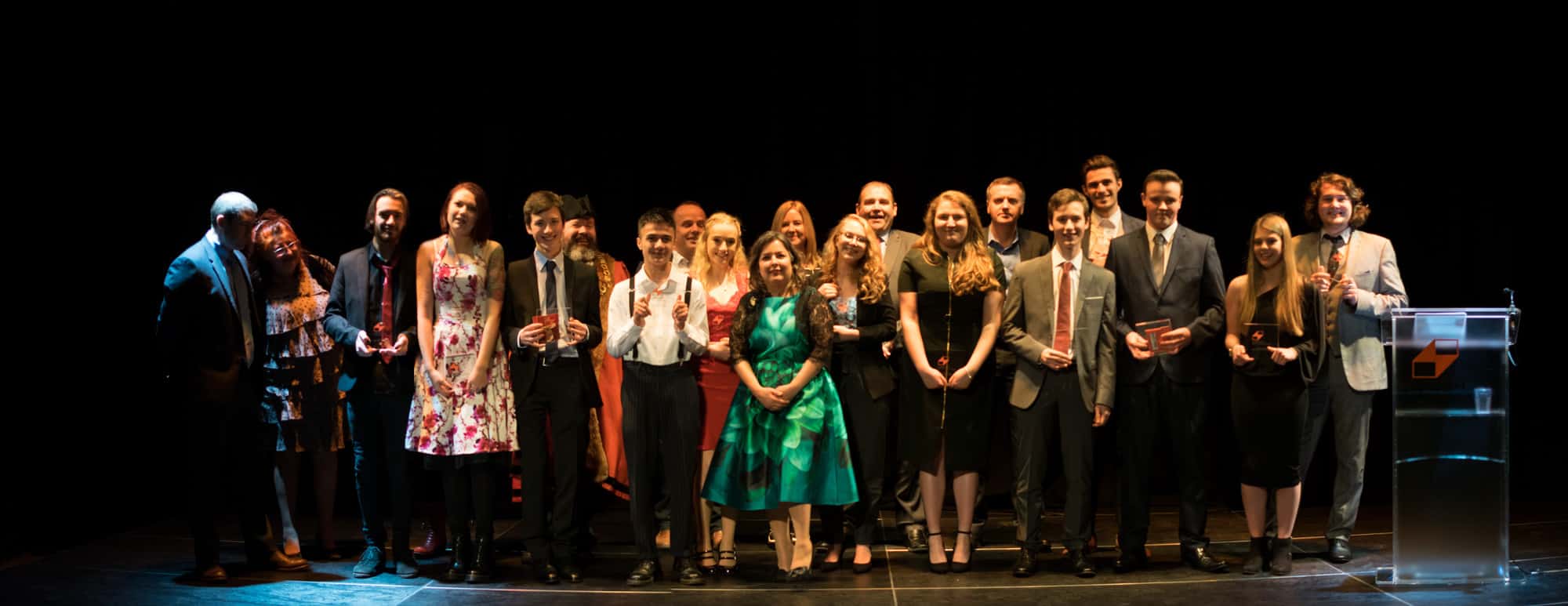 Large group of students who received awards at the awards evening