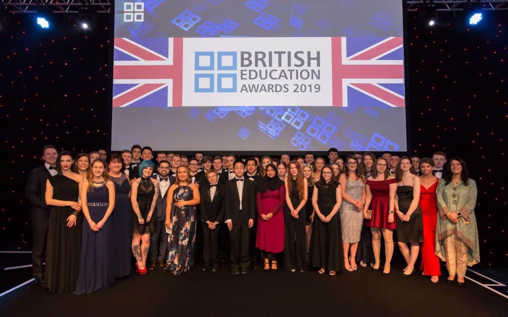 Lucas He and a large group of attendees to the British Education Awards 2019