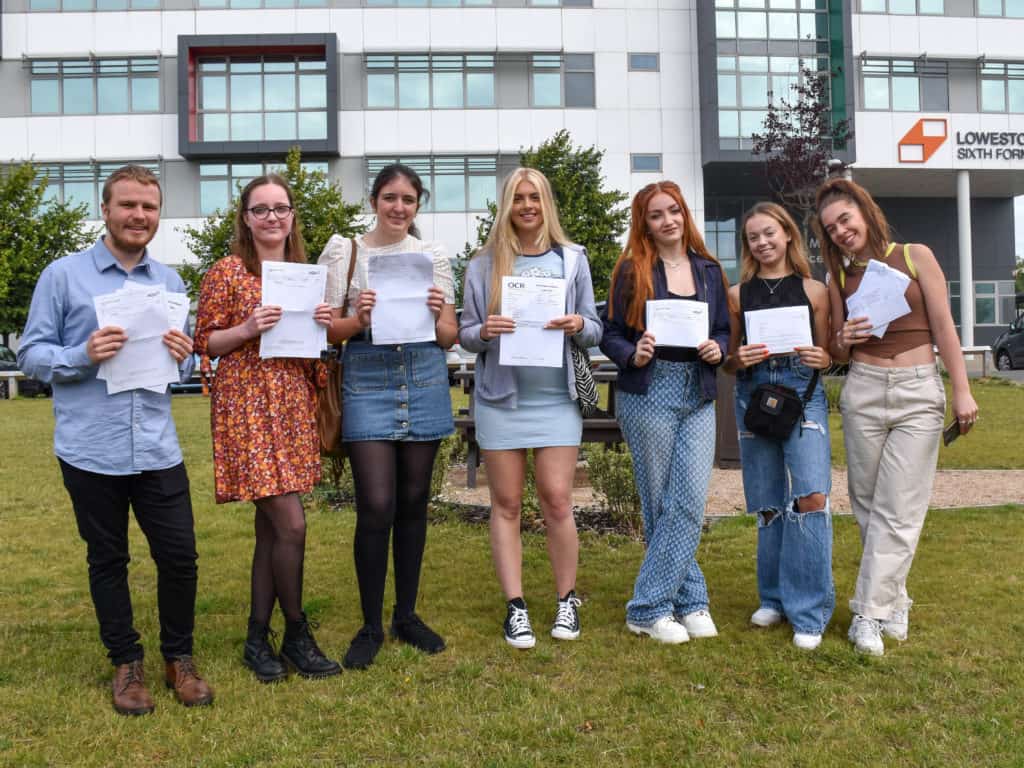 Lowestoft Sixth Form students celebrating their results. Photo Lowestoft Sixth Form.